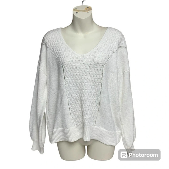 Maurice’s off white size large sweater cute knitted front panel - Picture 1 of 5